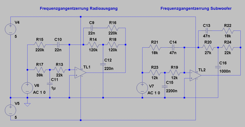 Spice-Simulation der Frequenzgang-Korrekturfilter